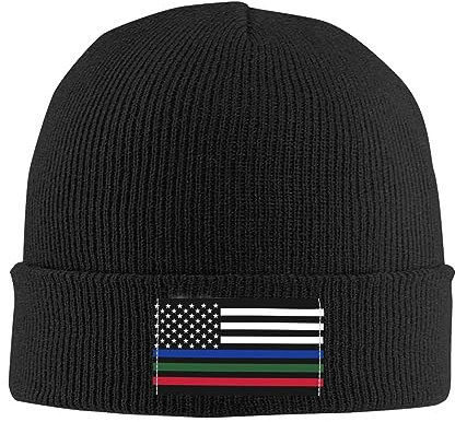 501 Beanie Mütze Polizei, Militär Und Feuerwehr, Dünne Linie, Amerikanische Flagge, Schwarz Beanie Hat Warm Cuffed Hats Unisex Wintermütze Für Laufen Fischen Radfahren