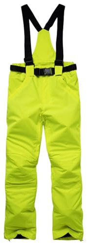 Beokeuioe Pantaloni da sci da uomo, impermeabili, per snowboard, invernali, con bretelle rimovibili, da sci di fondo, termici, da escursionismo, da sci, unisex, verde, XL