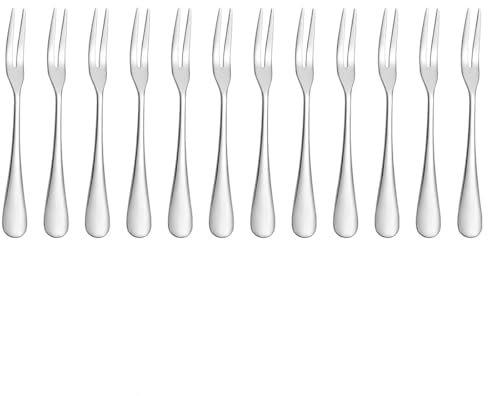 12pcs Premium Stainless Steel Forks Set for Dessert Cake Fruit Salad Appetizer, Small Food-Grade Pastry Forks Mirror Polished Reusable, Dishwasher Safe Silver Metal Forks for Home Kitchen Party(13 cm)