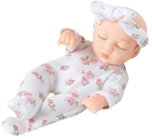JAWSEU Babypuppe, Reborn Mini Puppen Waschbares Schlafendes Neugeborenes, Weiche Lebensechte Puppe für Mädchen Junge, Spielzeug Geschenk