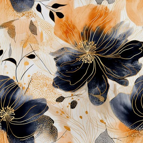 HEKO PANELS Stoff Oxford wasserdicht, Blumen, 1 Meter 155 x 100 cm | Dekostoffe zum Nähen und Handwerken, blickdichte Möbelstoffe, Nähstoffe DIY, als Meterware erhältlich