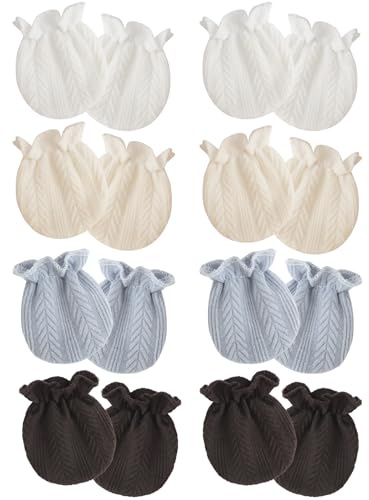 AQOKKA Newborn Baby Mittens No Scratch Cotton Elastic Wrist Gloves Infant Toddler Mittens for Baby Boy Girl 0-6 Months