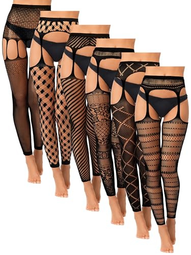 Bencailor Women Fishnet Thigh High Stocking Suspender for Halloween Classic