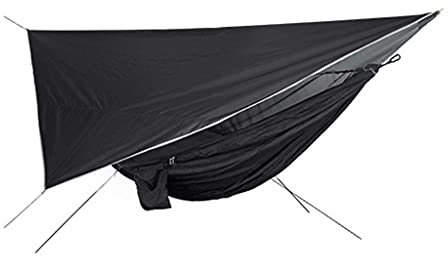 QTANZIQI Nylon-Doppelhängematte: Camping-Hängematte mit Moskitonetz, Tarp-Regenschutz, Baumgurten und Bodennagel. Unterstützt bis zu 660 lbs. Leicht und vielseitig. (Farbe: Style5)