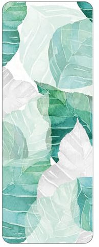 FANSU Tragbare Reise-Yogamatte 1mm Dick Faltbare Gymnastikmatte, Weich Leicht Übungen Trainingsmatte für Pilates,Yoga, Bikram, Stretching -318 (Grüne Blätter,183cmx68cm)