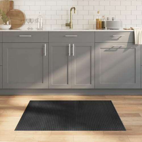 Homvdxl Bambus-Teppich, langer Teppichläufer für Badezimmer, Küche, Eingang, Flur, Büro, Schlammzimmer, 100 x 80 cm, mit rutschfester Unterseite, Grau