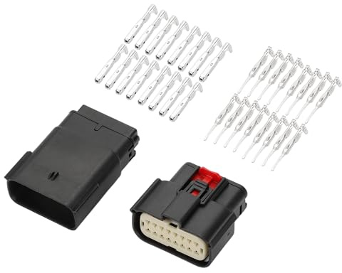 INFINAUTO 16 Pin Wasserdichter Scheinwerferstecker Für Ford Mondeo 1 Satz | Für Chevrolet, Kunststoff & Kupfer, Schwarz, Spannung: 14V, Strom: 1.5-10A