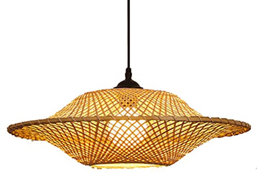 SIVAJI Nuevas Luces Colgantes De Estilo Chino Lámpara Colgante Industrial De Bambú Araña Simplicidad Pasillo con Forma De Platillo Volante Lámpara Colgante Creativa De Granja para Dormitorio,