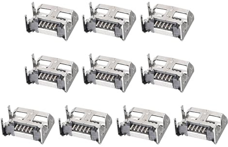 DMiotech 10 Pezzi Connettore Presa Femmina Micro USB 5 Pin Adattatore per Prese Jack 180 Gradi 1A 30V Connettori Jack per Riparazione Sostituzione Adattatore USB Saldatura Telefono