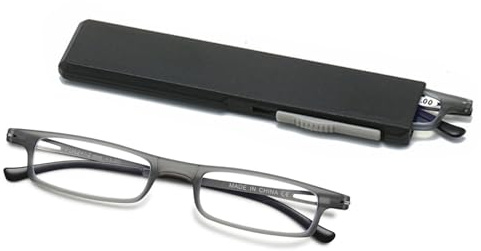 ABETOS Schmale Lesebrille Herren Damen Ultraleichte Metall Blaulichtfilter Sehhilfe Taschenlesebrille Mini Kompakt Lesehilfe mit Etui +1.0 +1.5 +2.0 +2.5 +3.0