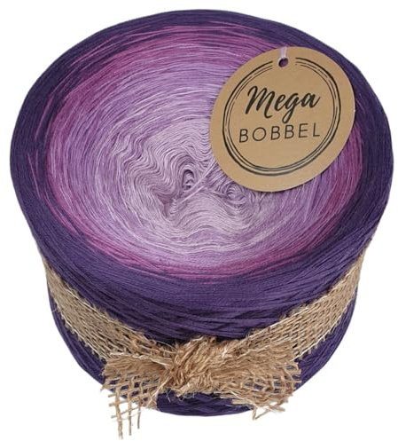 MegaBobbel Lavendelblüten Lace Garn - Lila Farbverlauf Wolle zum Häkeln & Stricken (4 fädig, 1000m)