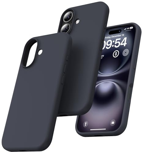 TOCOL für iPhone 16 Hülle Silikon, Stoßfest Anti-Rutsch Anti-Fingerabdruck Kratzfest Handyhülle für iPhone 16 Case, Schwarz