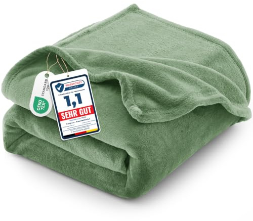 CozyLux Kuscheldecke Flauschig Decke 150x200 - XL Flanell Kuscheldecke 150x200, Weiche Sofa Decke, Warme Fleecedecke Wohndecke für 4 Jahreszeiten, Leicht Sofa Überwurf, Blanket 150x200 cm, Grün
