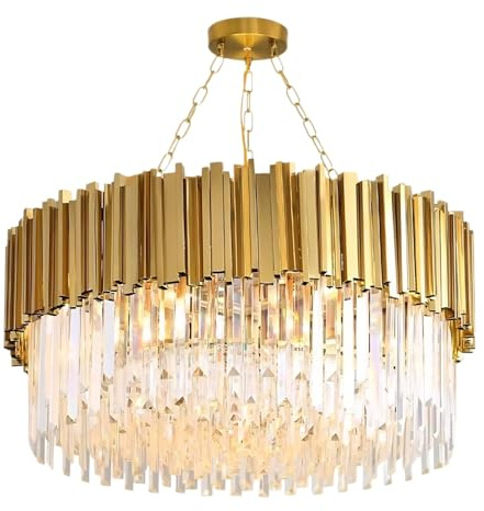 Modern Kristallkrona Guld Infälld Taklampa K9 Kristall Taklampa Kristall Takljus Ljuskrona Idealisk För Vardagsrum, Sovrum, Matsal, Hall(Size:75cm,Color:Guld)