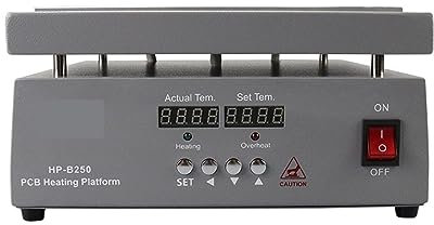 OutFyt Table chauffante Industrielle -B200 200x200mm Station de préchauffage de Plaque chauffante de Plate-Forme de Chauffage de Carte PCB Polyvalente,Contrôle Précis(B250)