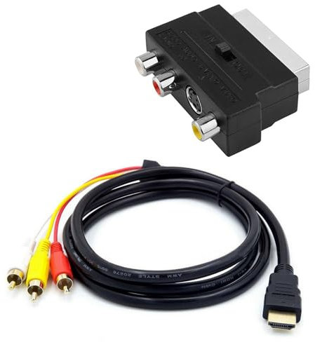 Diheohg S-Video Male Audio Cable Compatible 1080P to 3AV with Phono Adapter Peritel to 3