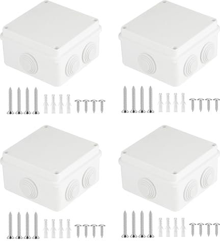 4 STK Anschlussdose Wasserdichte Abzweigdose Wasserdicht IP65, Abzweigkasten Aufputz Verteilerdose Aufputz, Elektrische Verteilerkasten Außen, ABS Elektro Junction Box(100 x100 x 70 mm, weiß)