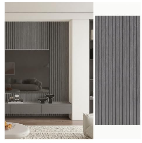YXXSDP Lambris PVC Mural Panneaux muraux Imitation Bois 3D, Panneaux muraux adhésifs à feuillure, 60 x 280 cm, dosseret adhésif en PVC Gris Vintage(Dark Grey 3D Grille)