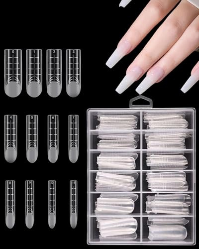 Yotlein 120 Stück Dual Form Nails, Wiederverwendbar Dual Formen für Nägel, 12 Größen Dual Tips Nägel Nagelverlängerung Verlängerung, für Gel-Maniküre, Nagelstudio und Heimwerker