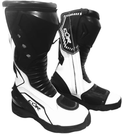 COR Paire de bottes de protection moto pour enfants, taille 28 à 38, souples, avec fermeture éclair intérieure (blanc, Système Taille Chaussures EU, Enfant de 2 à 5 ans, Numérique, Moyen, 29)
