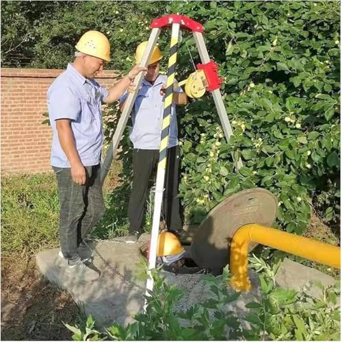 GHFXSCV Heavy Duty Aluminum Tripod Kit for Confined Space Rescue, Sewer Safety, Fall Arrest System, 2600lbs Capacity, Retractable Legs, Portable Fall Arrester.
