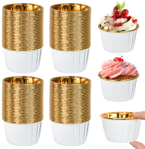 Kleemeiero 100 Stück Papier Muffinförmchen Cupcake Muffin Förmchen Aluminiumfolie 65 mm Muffinform Papier Backförmchen Papierförmchen Einweg Backbecher Cupcakes Bunt für Hochzeit Geburtstag Party