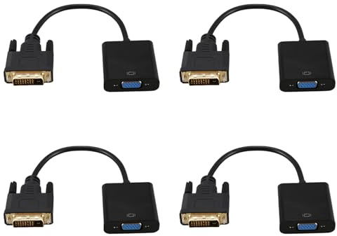 FOIJPPINP 4X Adattatore da DVI A VGA da 1080P DVI-D A VGA 24 + 1 25 Pin DVI A 15 Pin VGA Femmina Convertitore Video per Display PC