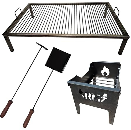 Parrilla Argentina de Lujo - Parrilla Argentina - Barbacoa Parrilla Asado - Parrilla Sor Pampa - Bacalao 14 + brasero desmontable + herramientas de fuego, tamaño 81,3 x 50,8 cm