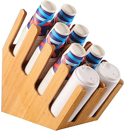 Porte-gobelets Nanzhu à 8 Compartiments avec Distributeur de couvercles jetables, Organisateur de Rangement incliné pour Bars à café, Solution de Rangement pour gobelets et couvercles en pap
