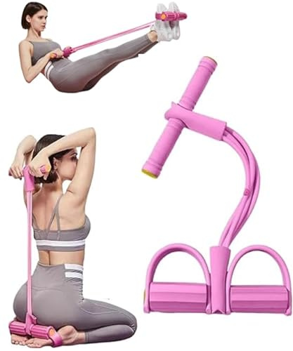 Pedal Resistance Band with Handles - Foot Pedal Resistance Band | Multifunctional 4 Tube Pedal Ankle Puller - Elastic Resistance Bands for Home Gym, Tummy Exercise, Fitness Band