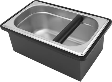 Aramox Coffee Knock Box Rostfritt Stål Kaffemalen Behållare med Löstagbar Plastbehållare 28 X 17,3 X 10,8 Cm Stor öppningsbar Knackbar för Hem Cafe Bar Office