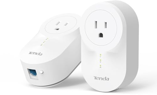 Tenda AV1000 Powerline Etherne Adapter Kit with Gigabit Ports, Ethernet Over Power, Plug&Play, Power Saving, Power Outlet Passthrough, Ideal for Gaming (PH6)