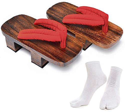 Japanese Wooden Clogs Sandals Japan Traditional Shoes Geta With Tabi Socks (US 10/27.5cm)