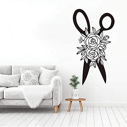 HANZHAO Forbici per Fiori Muro sanzioni Cucitura Cucitura esportazione Decorazione di Interni Porte e finestre Adesivi in ​​Vinile Carta da Parati Rosa Adesivi murali Camera delle ragaz