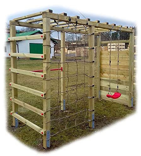 Gartenpirat Kinder Klettergerüst Jolly Roger mit Kletterwand Schaukel Reckstange Spielturm 240 x 120 x 219 cm