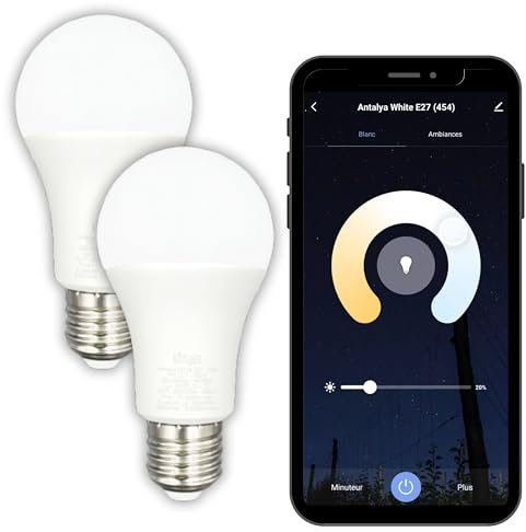 Konyks Ampoule connectée Antalya White E27 - LED WiFI + BT, 780 Lumens, 9 W, Blanc réglable, compatible avec Alexa ou Google Home, Automatisations faciles