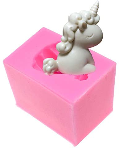 3D Unicorn Candle Mold Small Unicorn with Horn Silicone Craft Mould for Fondant Mold