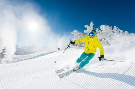 adrium Leinwand-Bild 140 x 90 cm: Freeride im frischen Pulverschnee. Skifahren.(51834699)