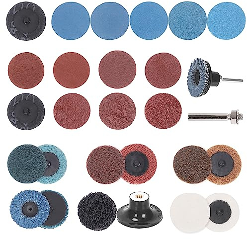 Glarks 79-teiliges Schleifscheiben-Sortiment-Set, 5,1 cm Schnellwechselscheiben, Rollsicherung, Schleifscheiben, Oberflächenbehandlungsscheiben mit 6,35 mm Halterung für die Schleifer-Oberfläche,
