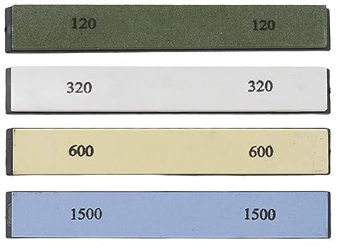 Schleifstein, Schleifstein-Set, 4 Seiten, Körnung 120, 320, 600, 1500, Schleifstein für Küchen-Angelmesser, Weißer Korund