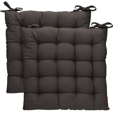 Betz 2 Stück Stuhlkissen mit Bändern - Sitzkissen für Außen oder Innen Größe 40 cm x 40 cm weich gefüllt Farbe braun - 2 Stück