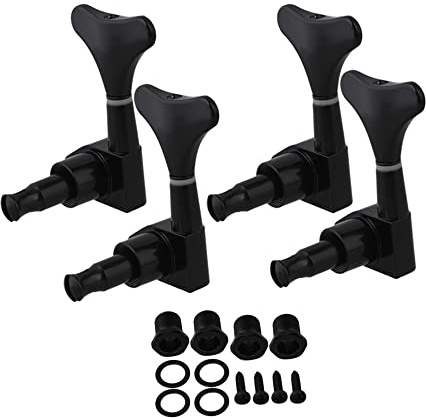 Yibuy Mechaniken 4R für Bassgitarre-Bass-Stimmgeräte, 4 Saiten, Schwarz