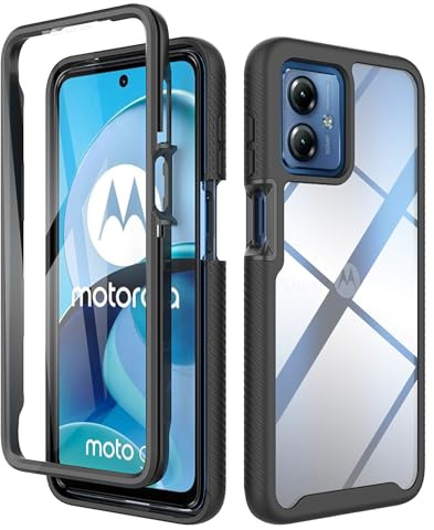 ESTH® Funda para Motorola Moto G14 [Protección Completa Anti-caída de 360°] Carcasa Transparente de Grado Militar con Protector de Pantalla Incorporada, Negro