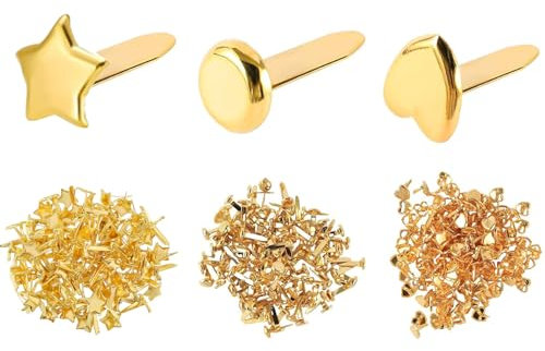 Hyxodjy 300 Stücke Mini Sterne Brads, Mini Brads Musterbeutelklammern，Musterklammern Metall Verschlussklammern für Scrapbooking Papier Briefklammern Handwerk DIY Kunsthandwerk