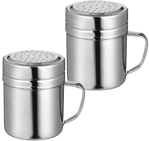 Lurrose Stainless Steel Shaker 2pcs Condiment and Spice Shaker Pepper Dredge Shaker with Hole for Kitchen Restaurants