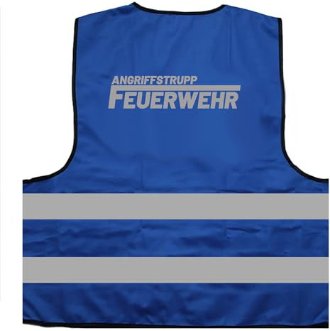 Feuerwehr Angriffstrupp Warnweste BZW. Signalweste mit reflektierendem Aufdruck - Größe XXL / 3XL, Blau
