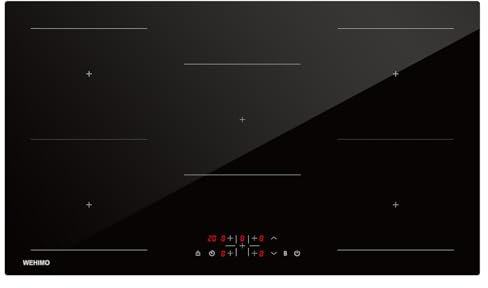 Plaque à Induction 5 Foyers Encastrable - WEHIMO Plaque de Cuisson Electrique 8600W - Fonction Booster - 9 Niveaux de Puissance - Minuterie - Verrouillage Enfant - 90cm