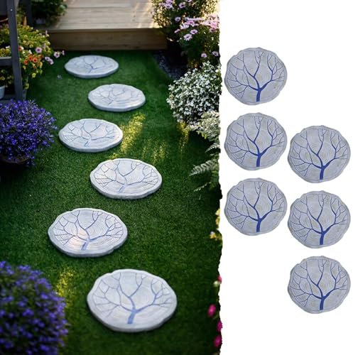 Innovz Trittsteine für Garten Trittstein mit Baumstammmuster für Den Garten, Rustikale Vintage-Trittstein-Außendekoration, Dimensionaler Fußstein für Blumenbeet-Rasen-Hof-Weg (Color : 6-Pack)