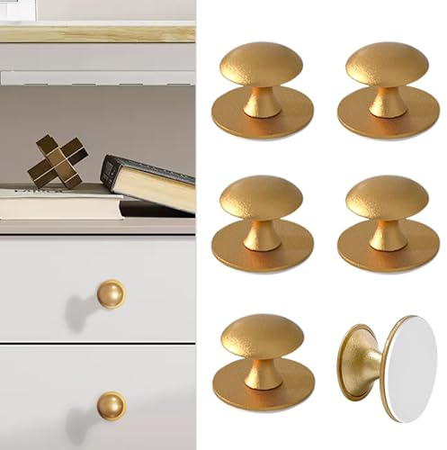 CcHhyyt 6 Stück Selbstklebende Knöpfe für Schrank Gold Selbstklebende Schrankknöpfe aus Edelstahl Knauf zum kleben für Schubladen Duschtür Spiegelschrank Glastür Türknauf ohne Bohren Möbelgriffe