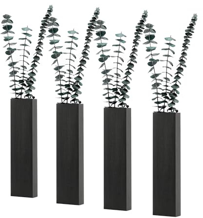Wood Wall Planter 4 Pack Wall Decor for Artificial Flower Plants Wooden Plants Holders Wall Plant Pocket Vase Hanging for Living Room Bedroom Dining Room Bathroom Indoor Decroation (Black)
